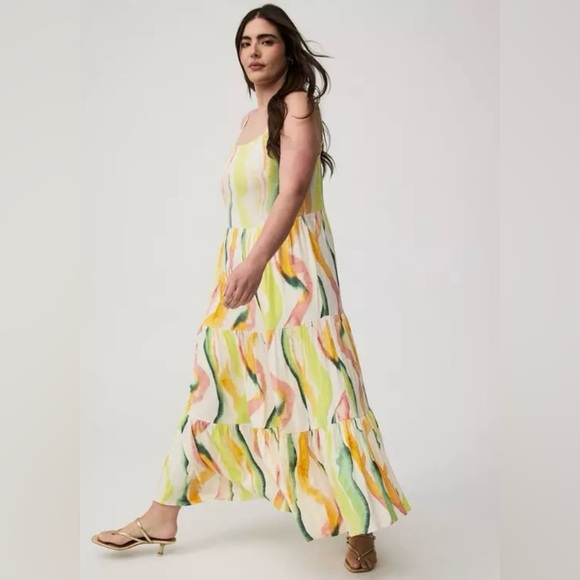 Torrid Colorful Abstract Tiered Maxi Dress - Size 1X - Picture 7 of 9